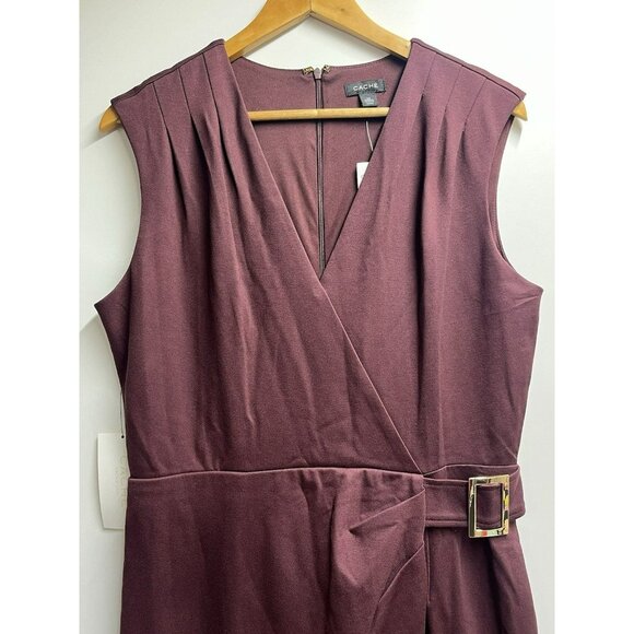 NEW Cache NWT Ponte Sheath Midi Sleeveless Dress In Chocolate Brown Size Medium - Picture 5 of 14